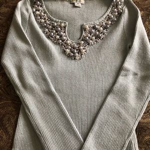 Cache sweater. Gray with beads. Size M.